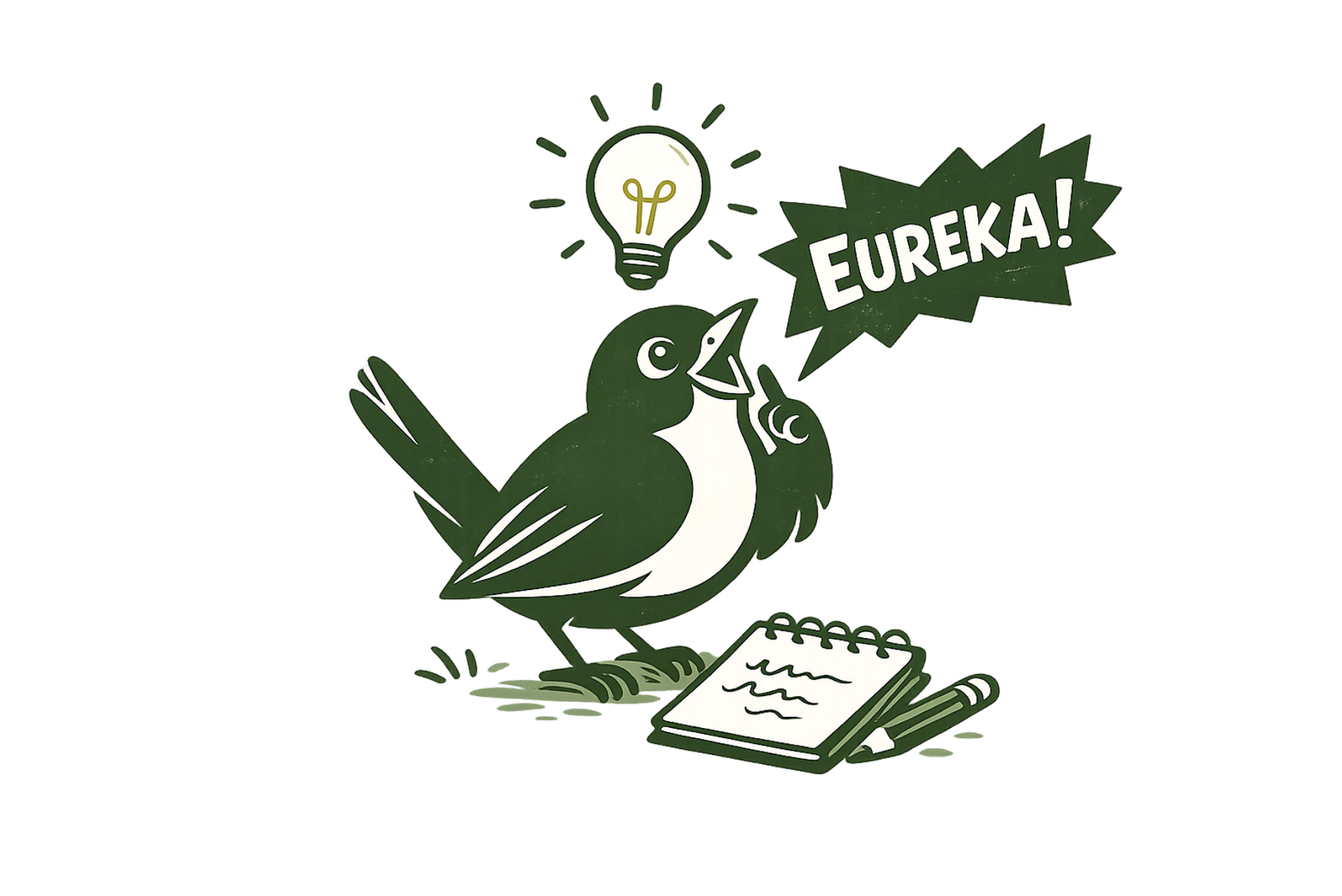 Wren with a lightbulb idea, EUREKA