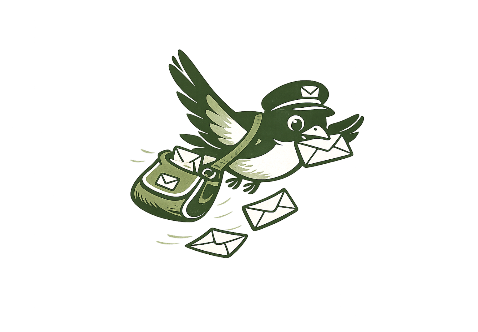Wren as a mail carrier delivering posts